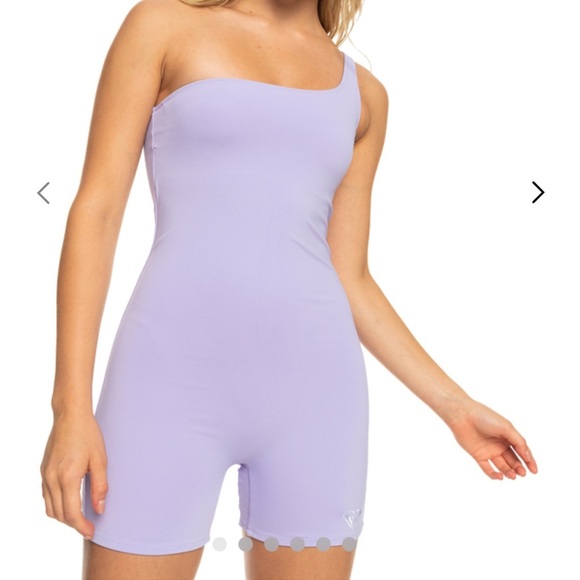 Roxy Kelia Lavender Purple Asymmetrical Workout Bodysuit Romper - Picture 2 of 15